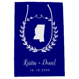 Navy Blue Mississippi Map Wedding Welcome Swag Medium Cadeauzakje