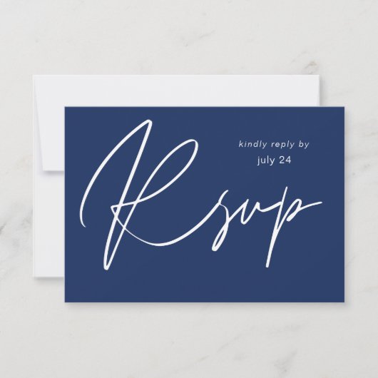 Navy Blue MOD Calligraphy w Meal RSVP Card (Voorkant)