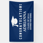 Navy Blue Modern Afstuderen Pet gefeliciteerd Spandoek (Verticaal)