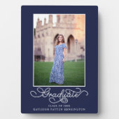 Navy Blue Modern Afstuderen Photo Keepomwille Fotoplaat (voorkant)