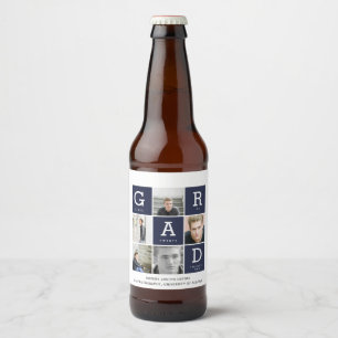 Navy blue modern afstuderen voor fotocollage bier etiket