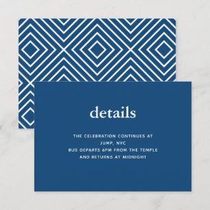 Navy Blue Modern Bar Mitzvah II Inschrijving Kaart