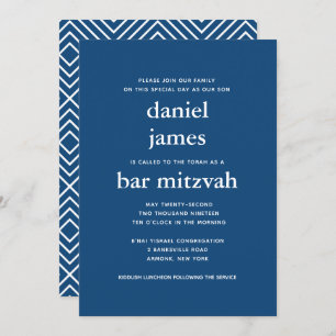 Navy Blue Modern Bar Mitzvah II Kaart
