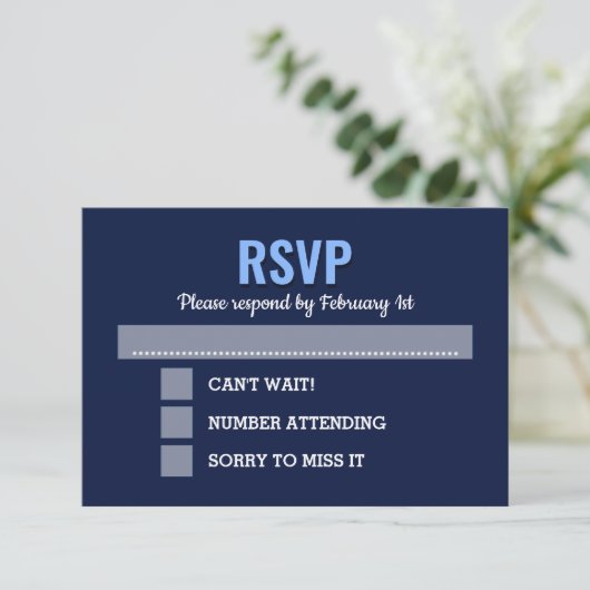 Navy Blue Modern Bar Mitzvah RSVP (Debout devant)