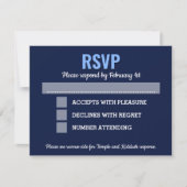 Navy Blue Modern Bar Mitzvah RSVP avec options (Devant)