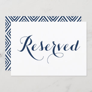 Navy Blue Modern Calligraphy Reserved Wedding Sign Kaart