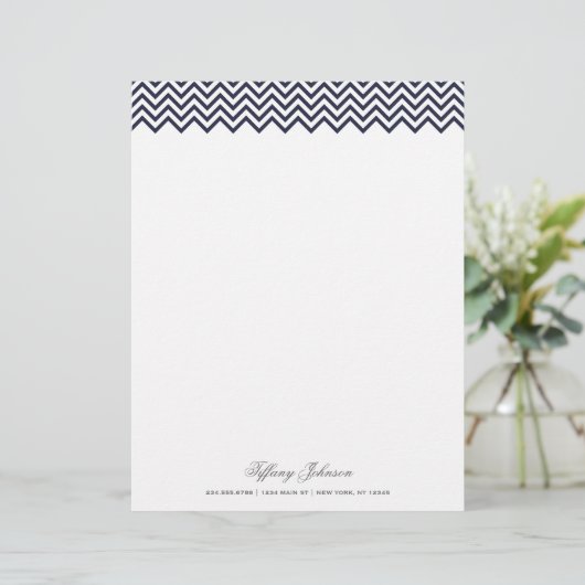 Navy Blue Modern Chevron Border (Staand voorkant)