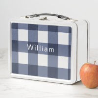 Navy Blue Modern Cotvoordcore Gingham Check Pset