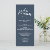 Navy Blue Modern Elegant Simple Mariage Menu (Debout devant)