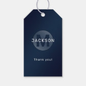 Navy blue modern, gepersonaliseerd monogram cadeaulabel (Voorkant)