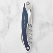 Navy blue modern, gepersonaliseerd monogram kurkentrekker (Achterkant)