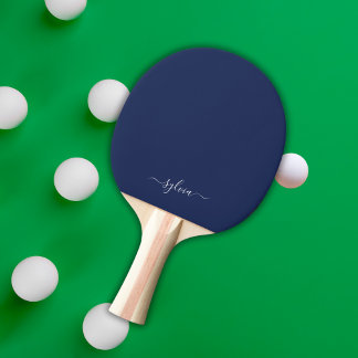 Navy Blue Modern Girly Monogram Naam Tafeltennisbatje