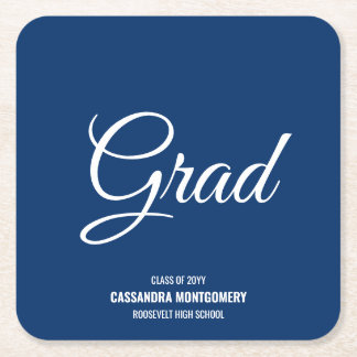 Navy Blue Modern Graduation Party Vierkante Kartonnen Onderzetter