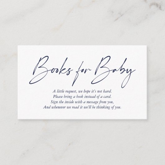 Navy Blue Modern Handwrite Books for Baby Informatiekaartje (Voorkant)