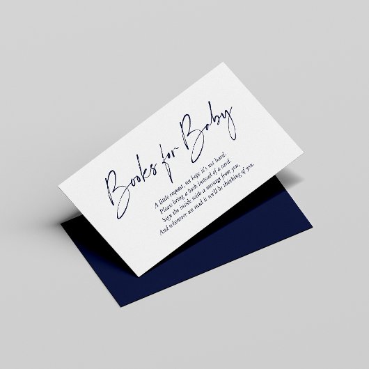 Navy Blue Modern Handwrite Books for Baby Informatiekaartje