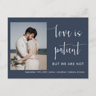 Navy Blue Modern Minimal Script Photo Elopement Briefkaart