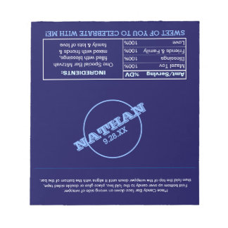 Navy Blue Modern Name Logo Favor Snoep Notitieblok