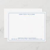 Navy Blue Modern Professional Thin Border Notitiekaartje (Voorkant / Achterkant)