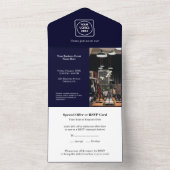 Navy Blue Modern | Professioneel bedrijf All In One Uitnodiging (Binnen)