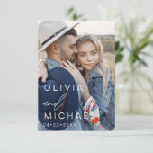 Navy Blue Modern Save the Date Photo (Debout devant)