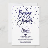 Navy Blue Modern Script Baby shower Confetti Kaart (Voorkant)