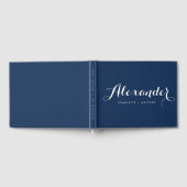 Navy Blue Modern Script Wedding Guestbook Gastenboek (Volledig)