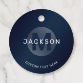 Navy blue modern simpel gepersonaliseerd monogram bedankjes labels (Achterkant)