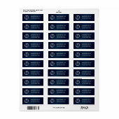 Navy blue modern simpel monogram terugkeeradres etiket (Full Sheet)