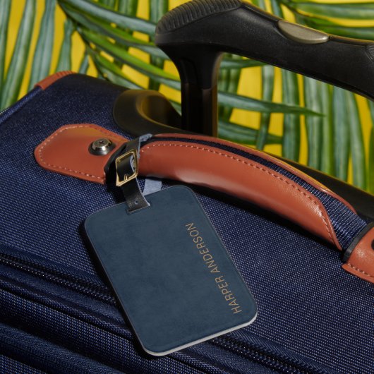 Navy Blue Modern Simple Bagagelabel (Voorkant Insitu 1)