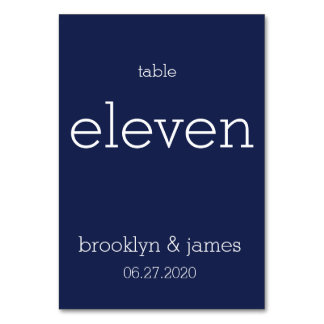 Navy Blue Modern Wedding Table Numbers Kaart