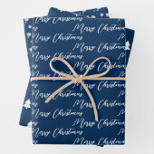 Navy Blue & Modern White Kerstboom Inpakpapier Vel (In situ)