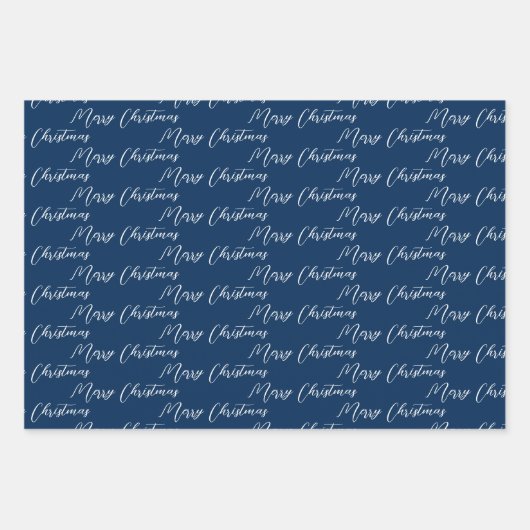 Navy Blue & Modern White Kerstboom Inpakpapier Vel (Voorkant)