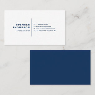 Navy Blue Moderne Sans Serif Typografie Minimalist Visitekaartje