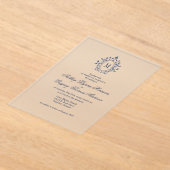 Navy Blue Monogram Acrylic Wedding Invitation (Poser)