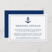 Navy Blue Monogram Anchor Nautical Wedding Informatiekaartje (Voorkant / Achterkant)