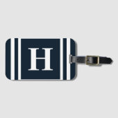 Navy Blue Monogram Bagagelabel (Voorkant (horizontaal))