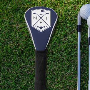 Navy Blue Monogram Golf Club Naam gepersonaliseerd Golfheadcover