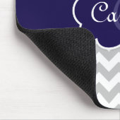 Navy Blue Monogram Gray Chevron Pattern Muismat (Hoek)