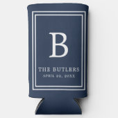 Navy Blue Monogram Huwelijk Seltzer Koelbox (Voorkant)