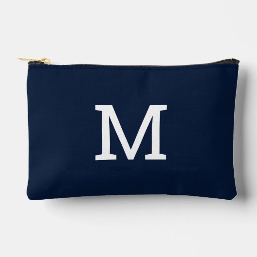 Navy Blue Monogram Initiaal Accessoire Zakzak Etui (Voorkant)