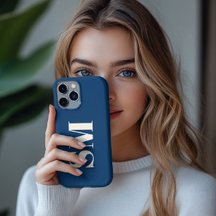 Navy Blue Monogram initiaal iPhone 13 Pro Max Hoesje