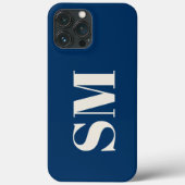 Navy Blue Monogram initiaal Case-Mate iPhone Case (Achterkant)