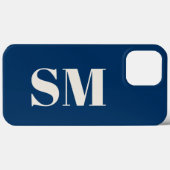 Navy Blue Monogram initiaal Case-Mate iPhone Case (Achterkant (horizontaal))