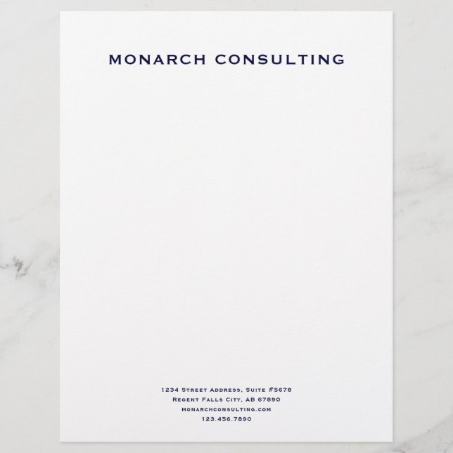 Navy Blue Monogram Letterhead voor Bedrijven Briefhoofd (Voorkant)
