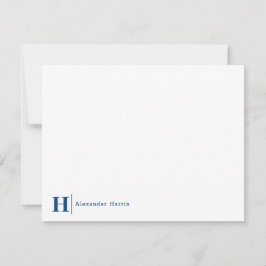 Navy Blue Monogram Line Modern Simple Business Notitiekaartje