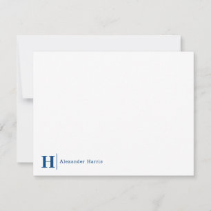 Navy Blue Monogram Line Modern Simple Business Notitiekaartje
