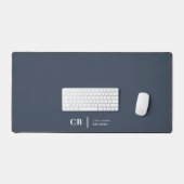 Navy Blue Monogram Modern Minimal Eenvoudig Bureaumat (Keyboard & Muis)