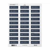 Navy Blue Monogram Modern Return Address Etiket (Full Sheet)
