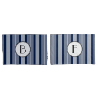 Navy Blue Monogram moderne lijnen hedendaags Kussensloop