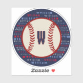 Navy Blue Monogram, naam Baseball Laptop Decal Sticker (Vel)